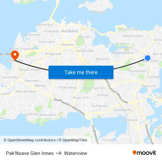 Pak'Nsave Glen Innes to Waterview map