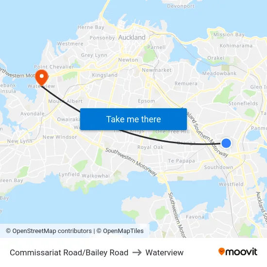 Commissariat Road/Bailey Road to Waterview map