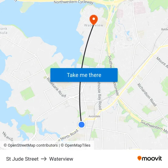 St Jude Street to Waterview map
