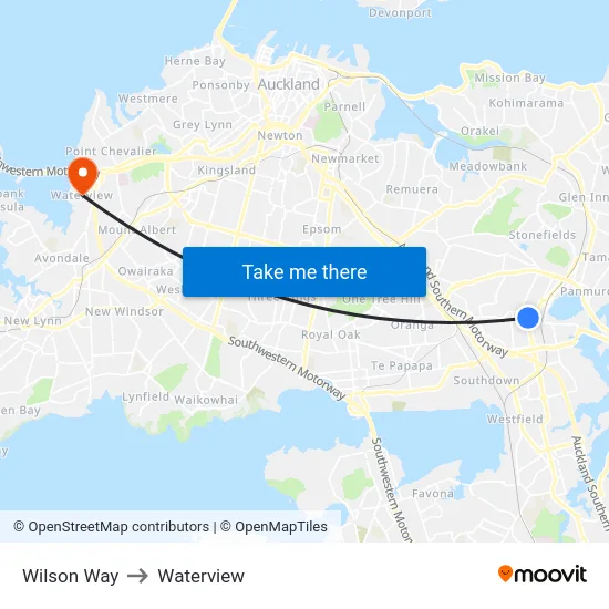 Wilson Way to Waterview map