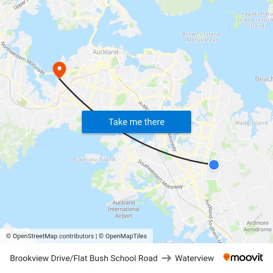 Brookview Drive/Flat Bush School Road to Waterview map
