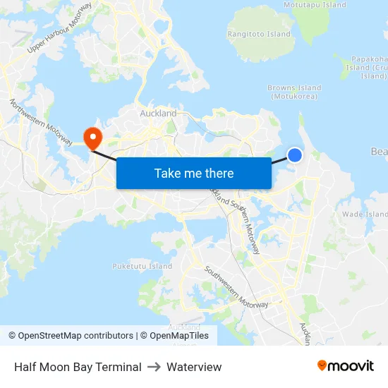 Half Moon Bay Terminal to Waterview map