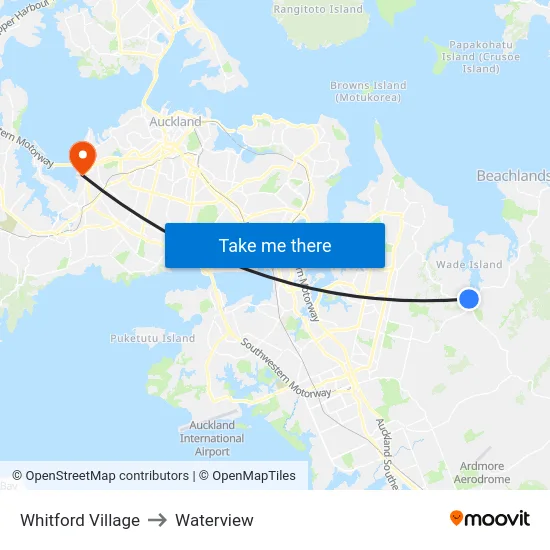 Whitford Village to Waterview map