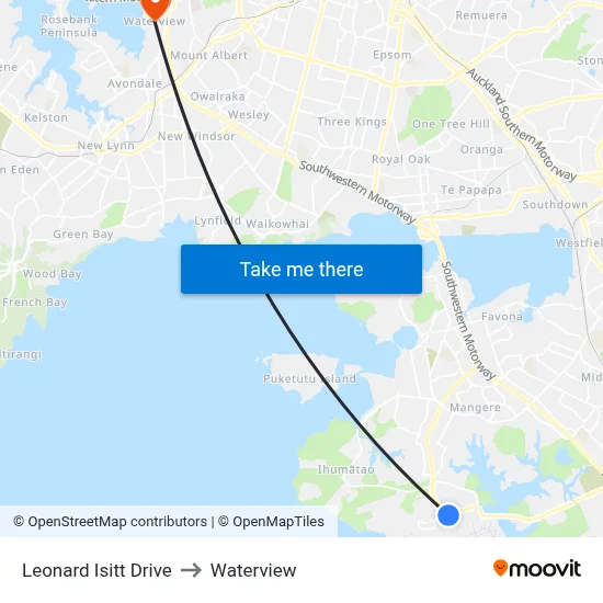 Leonard Isitt Drive to Waterview map