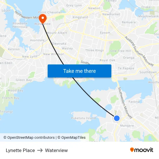 Lynette Place to Waterview map