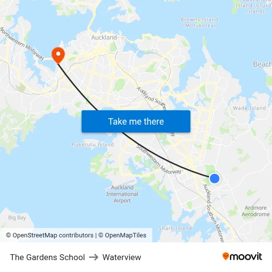 The Gardens School to Waterview map