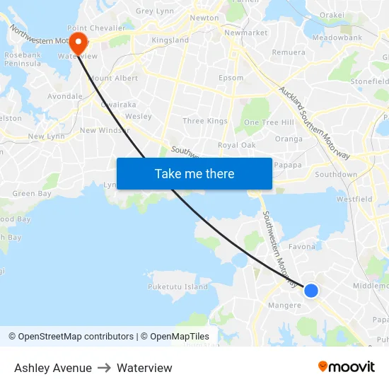 Ashley Avenue to Waterview map