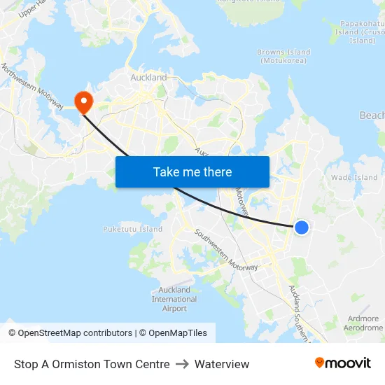 Stop A Ormiston Town Centre to Waterview map