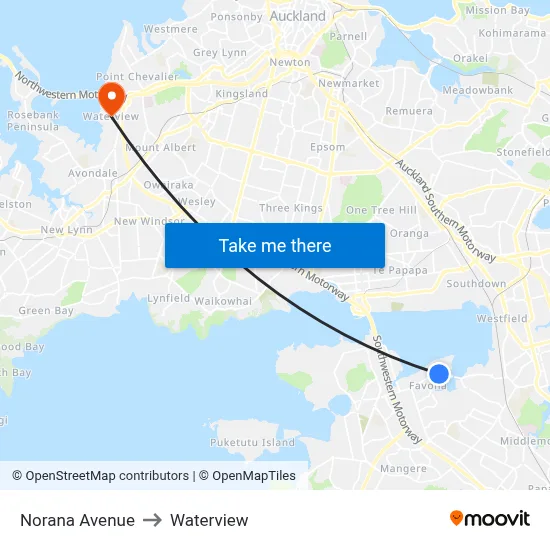 Norana Avenue to Waterview map