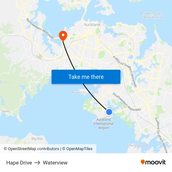 Hape Drive to Waterview map