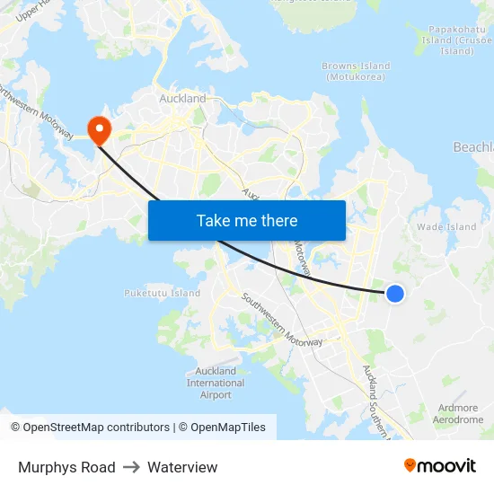 Murphys Road to Waterview map