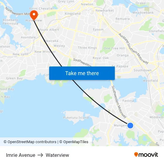 Imrie Avenue to Waterview map