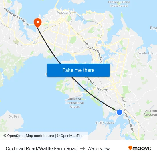 Coxhead Road/Wattle Farm Road to Waterview map