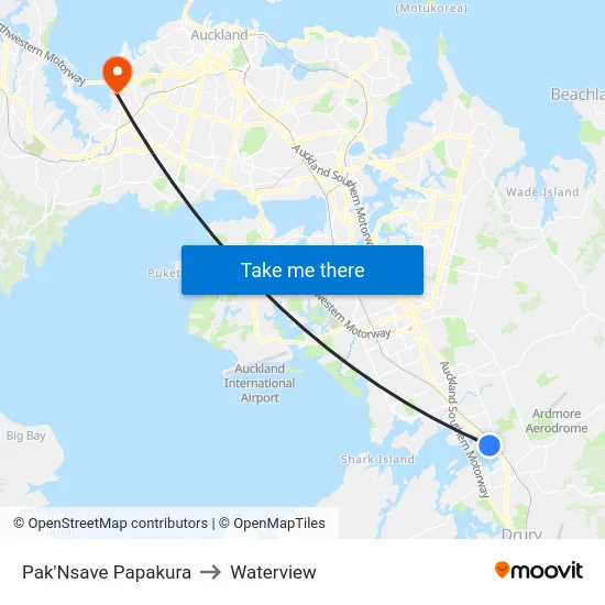Pak'Nsave Papakura to Waterview map