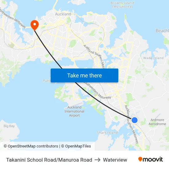 Takanini School Road/Manuroa Road to Waterview map
