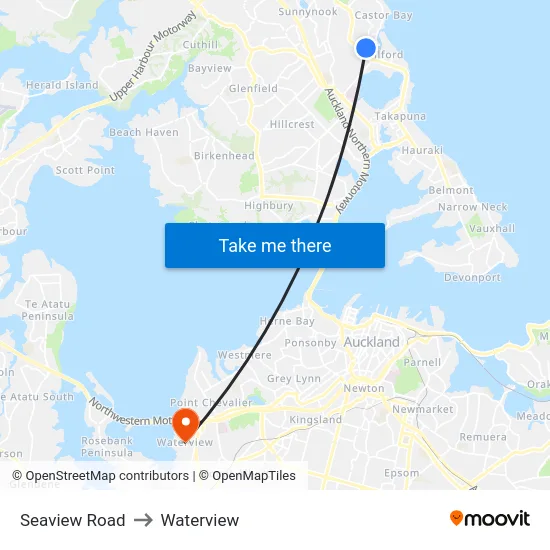 Seaview Road to Waterview map