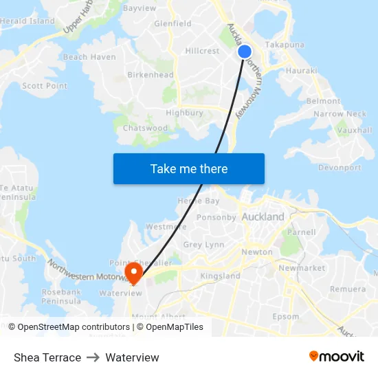 Shea Terrace to Waterview map