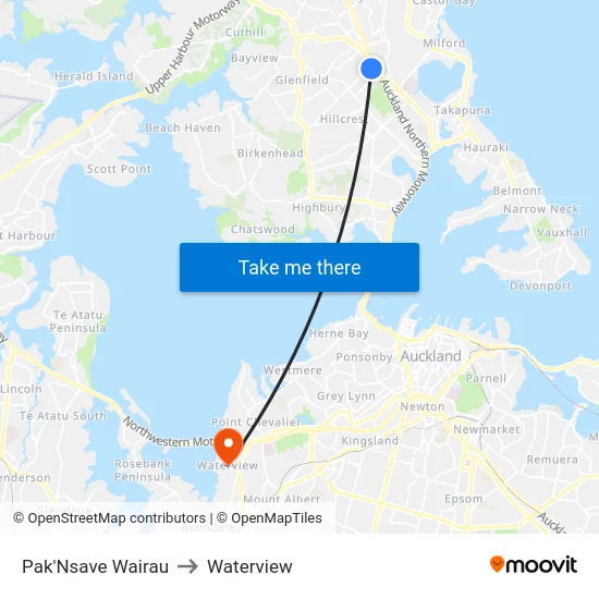 Pak'Nsave Wairau to Waterview map