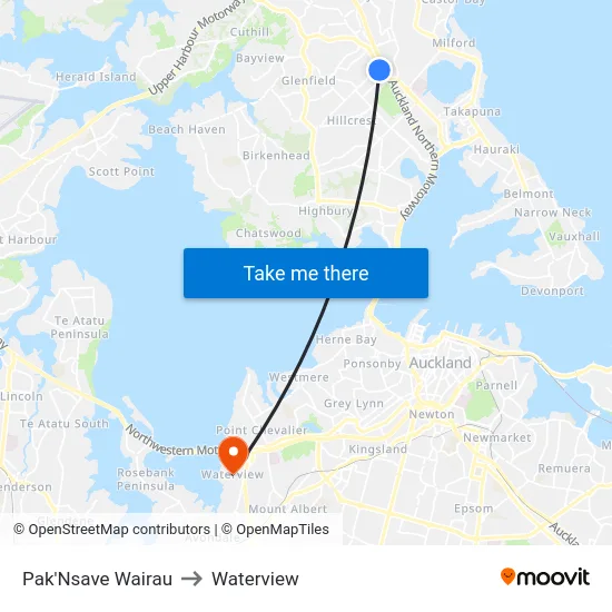 Pak'Nsave Wairau to Waterview map