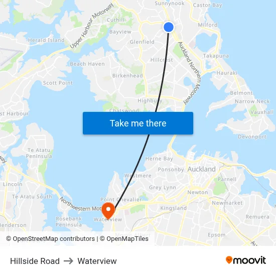 Hillside Road to Waterview map