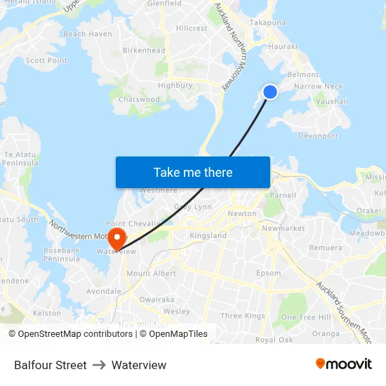 Balfour Street to Waterview map