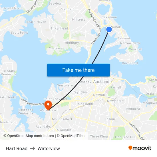 Hart Road to Waterview map