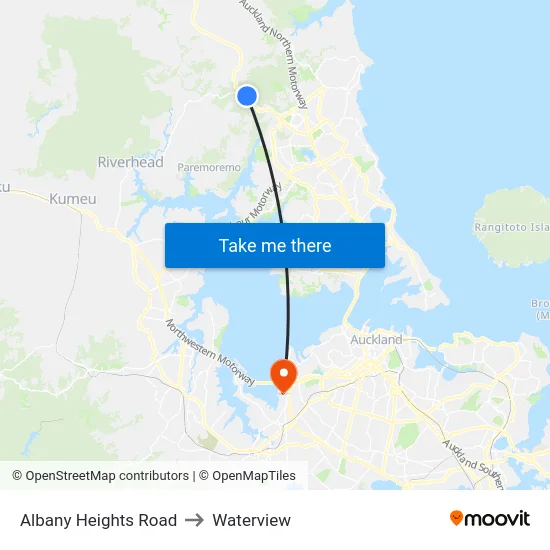 Albany Heights Road to Waterview map