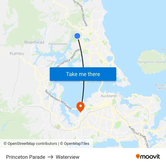 Princeton Parade to Waterview map