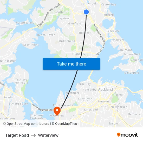 Target Road to Waterview map
