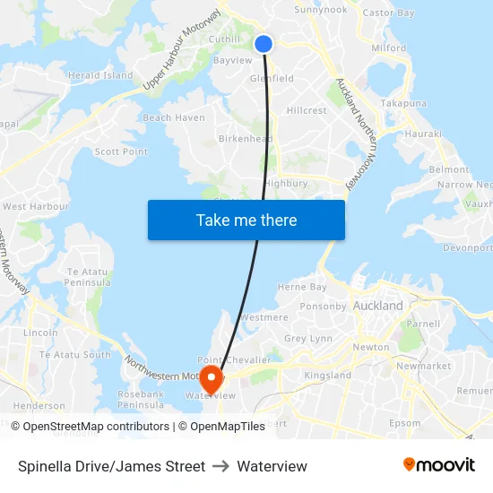 Spinella Drive/James Street to Waterview map