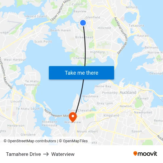 Tamahere Drive to Waterview map