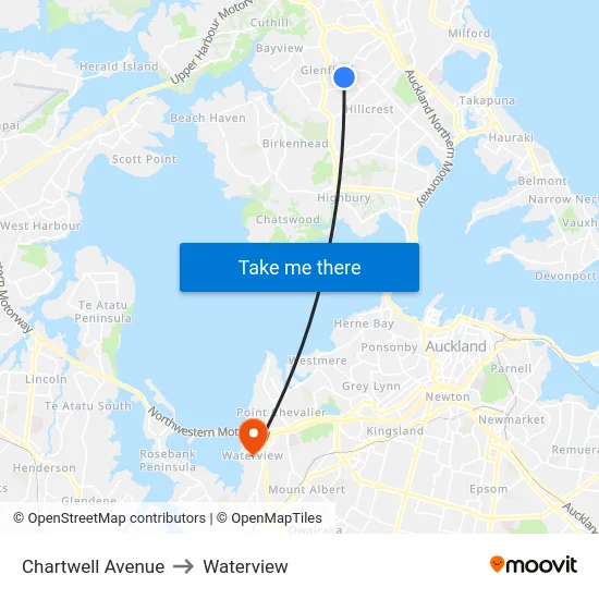 Chartwell Avenue to Waterview map