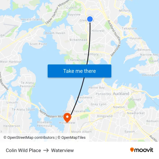 Colin Wild Place to Waterview map