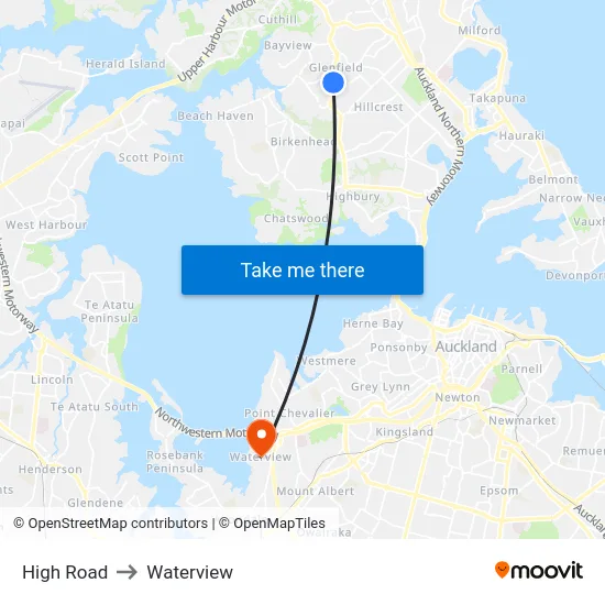 High Road to Waterview map