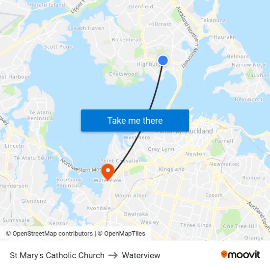 St Mary's Catholic Church to Waterview map