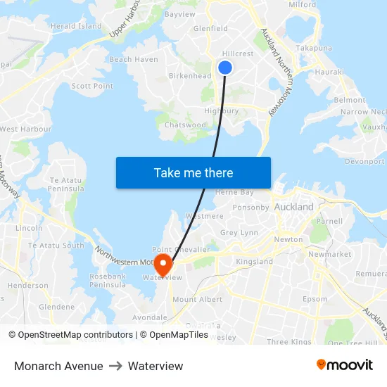 Monarch Avenue to Waterview map