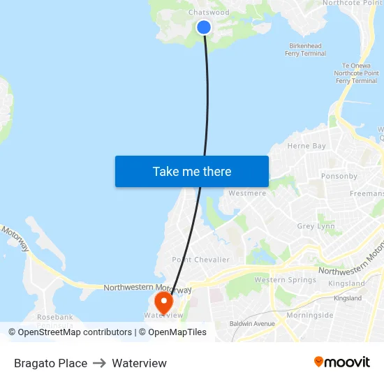 Bragato Place to Waterview map