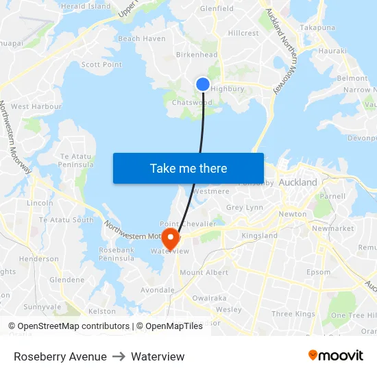 Roseberry Avenue to Waterview map