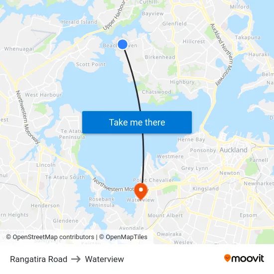 Rangatira Road to Waterview map