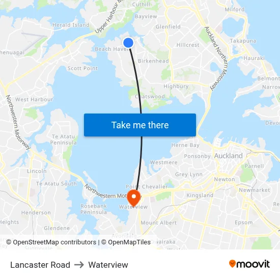 Lancaster Road to Waterview map