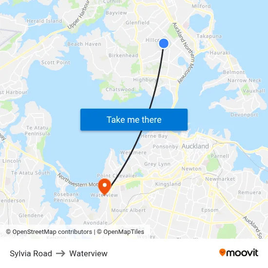 Sylvia Road to Waterview map