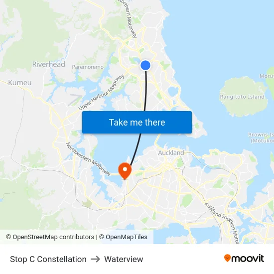 Stop C Constellation to Waterview map