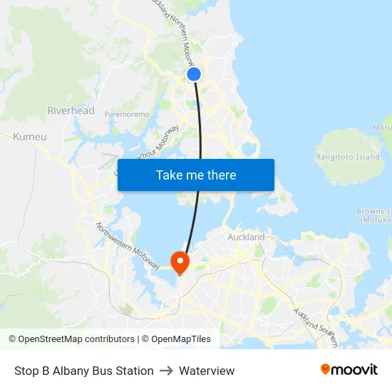 Stop B Albany Bus Station to Waterview map