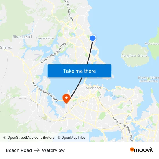 Beach Road to Waterview map
