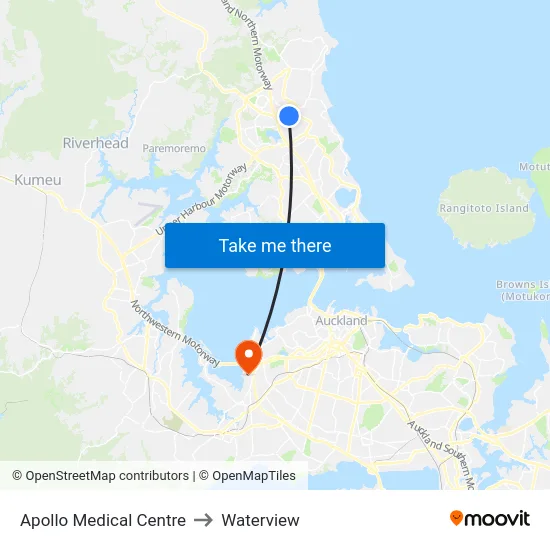 Apollo Medical Centre to Waterview map
