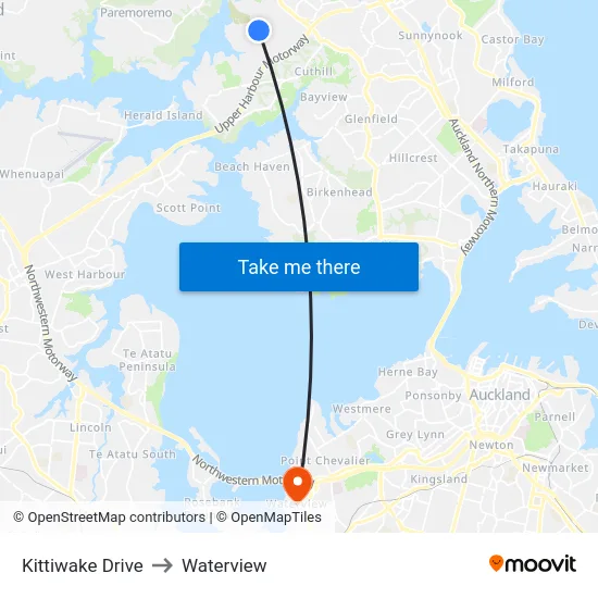 Kittiwake Drive to Waterview map