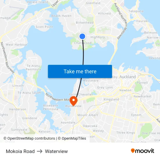 Mokoia Road to Waterview map
