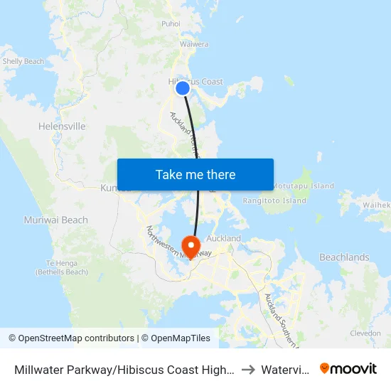 Millwater Parkway/Hibiscus Coast Highway to Waterview map