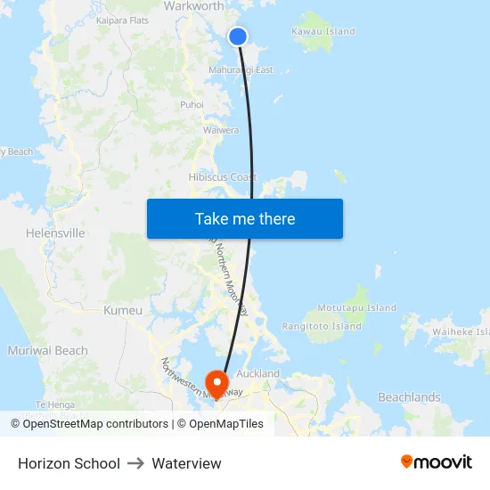 Horizon School to Waterview map