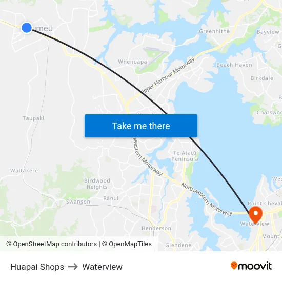 Huapai Shops to Waterview map